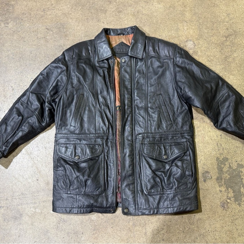 Vintage Moores Leather Field Jacket - Quilted Floral Lining - Men’s Medium